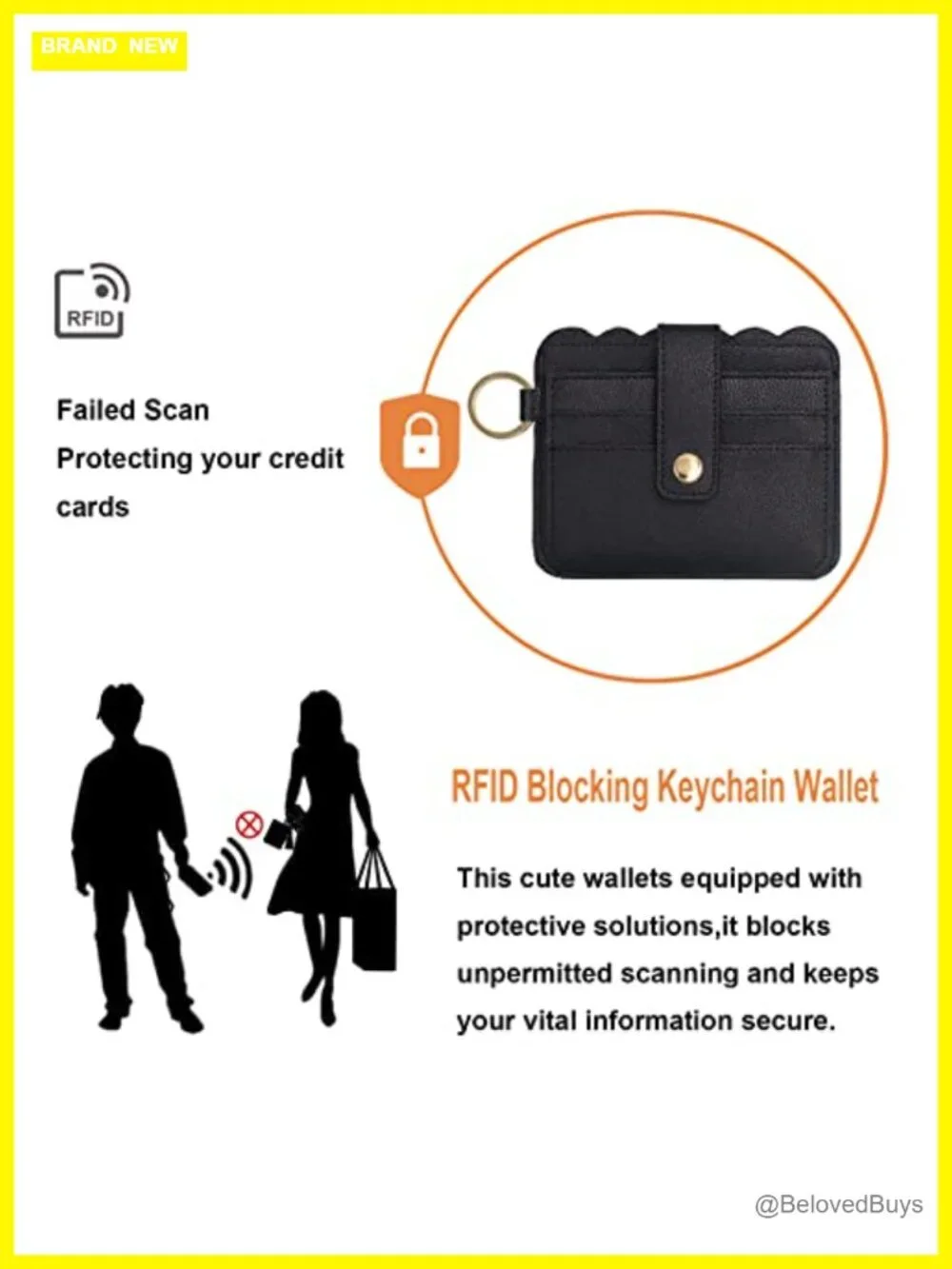 Keychain Wallet Wristlet Card Holder Bracelet PU Leather RFID Blocking Beaded